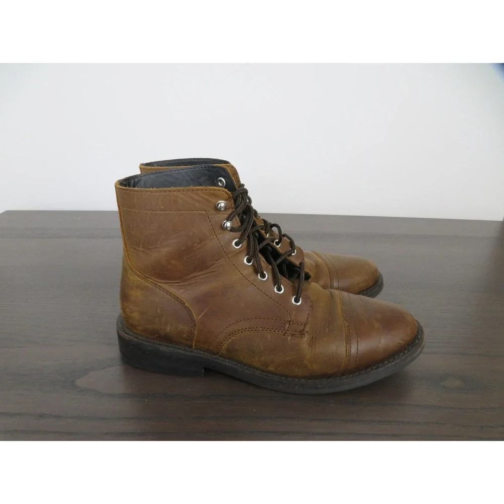 Thursday Boot Co Captain Boots Mens 9.5 Brown Leather Cap Toe Ankle Everyday